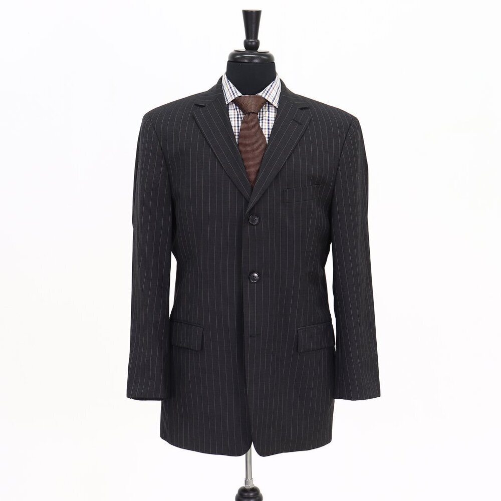 Hugo Boss 40R Gray Striped 3-Button Sport Coat Blazer Jacket G184